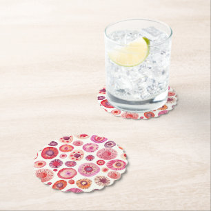 Abstract Pink Floral Pattern Paper Coaster