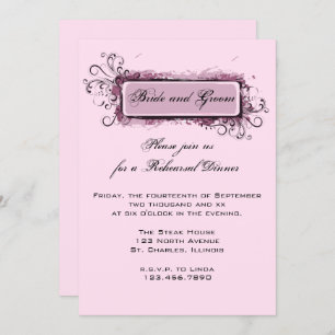 Abstract Pink Floral Rehearsal Dinner Invitation