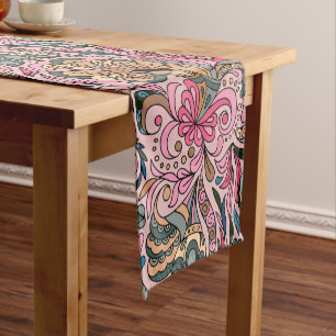 Abstract Pink Floral   Short Table Runner