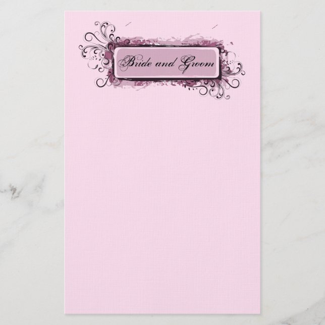 Abstract Pink Floral Wedding Stationery (Front)