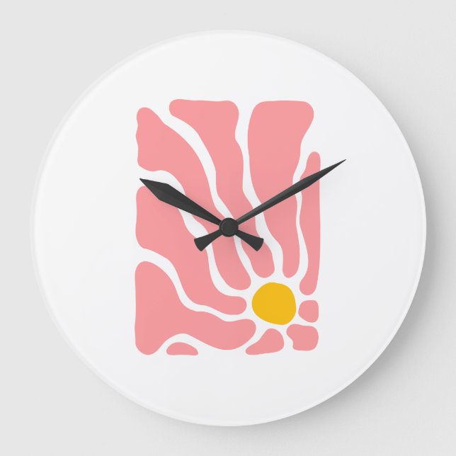 Abstract Pink Flower Wall Clock (Front)