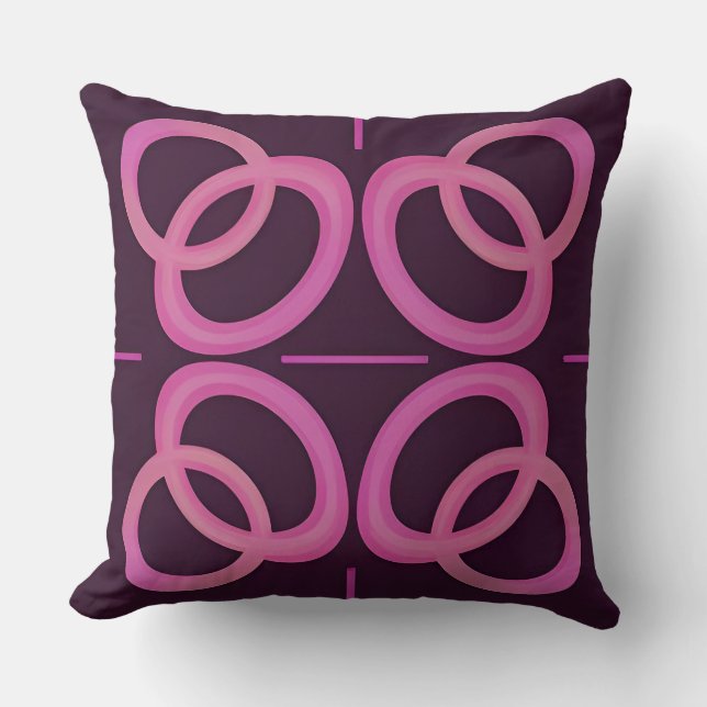 Abstract Pink Geometric Circle Pattern Cushion (Front)