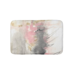 Abstract Pink Gold Grey Modern Art Bath Mat