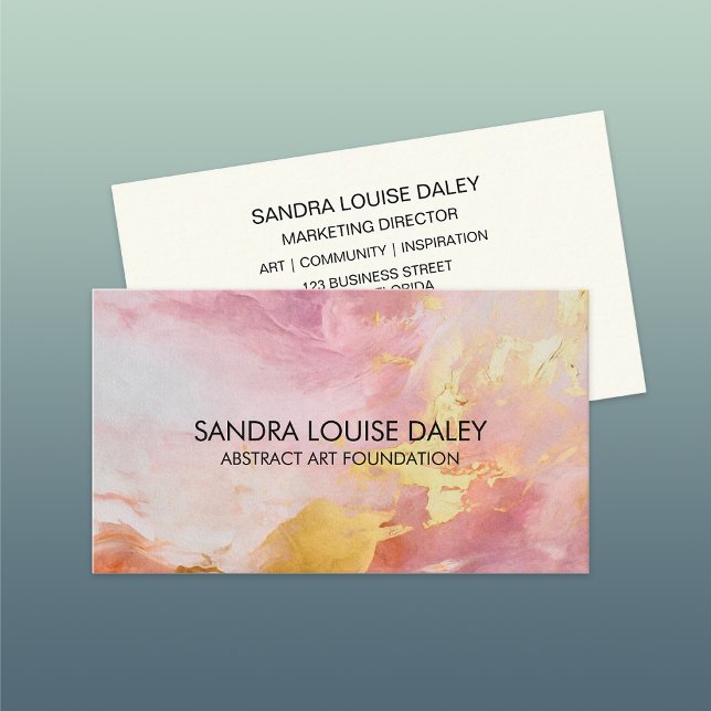 Abstract Pink Gold Paint Modern Art Business Card (Creator Uploaded)