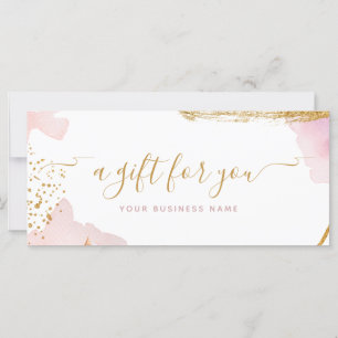 Abstract Pink Gold Script Watercolor Gift Voucher
