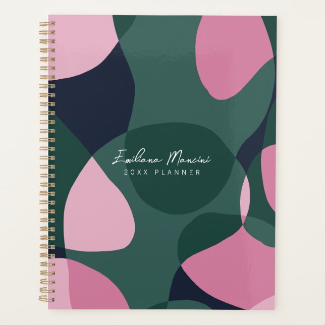 Abstract Pink & Green Art Planner (Front)