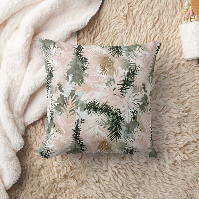 Abstract Pink Green Christmas trees Cushion (Blanket)