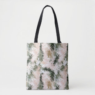 Abstract Pink Green Christmas trees Tote Bag