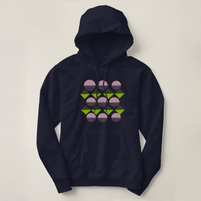 Abstract Pink Green Images of Diamonds and Circles Hoodie (Design Front)