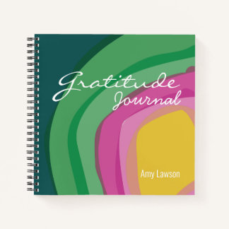 Abstract Pink Green Watercolor Gratitude Journal 