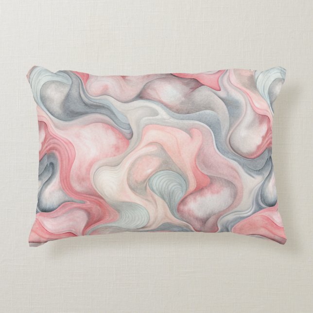 “Abstract Pink & Grey Accent Pillow (Front)