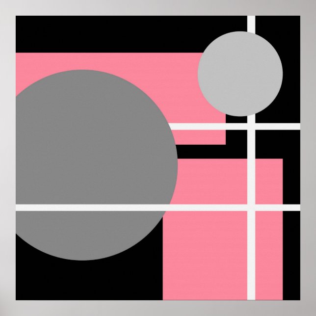 Abstract Pink Grey Black White AP0001 Poster (Front)