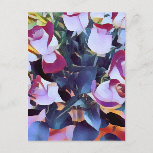 ABSTRACT PINK HYBRID ROSES  POSTCARD (Front)