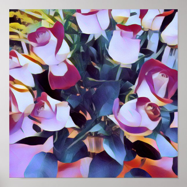 ABSTRACT PINK HYBRID ROSES POSTER (Front)