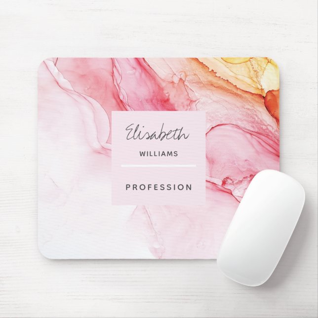 Abstract Pink Ink Paint Custom Mouse Pad (With Mouse)