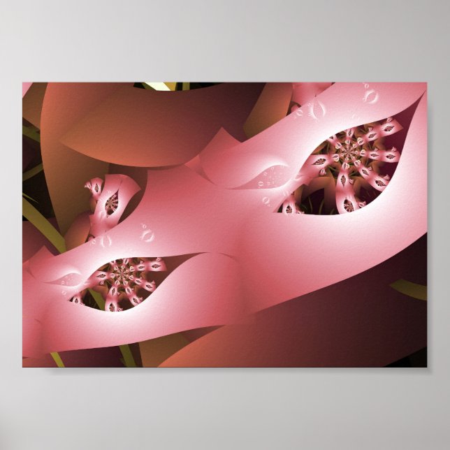 Abstract Pink Masquerade Mask Fractal Art  Poster (Front)