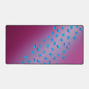 Abstract Pink Moonbeams and Butterflies Desk Mat
