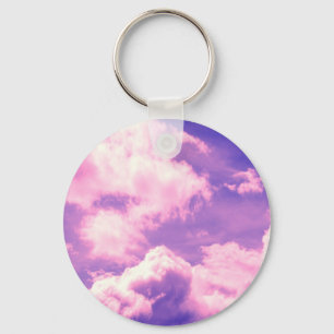 Abstract Pink Nebula Clouds Pattern Key Ring