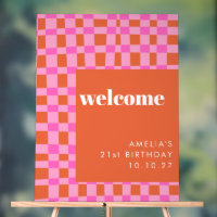 Abstract Pink Orange Custom 21st Birthday Welcome
