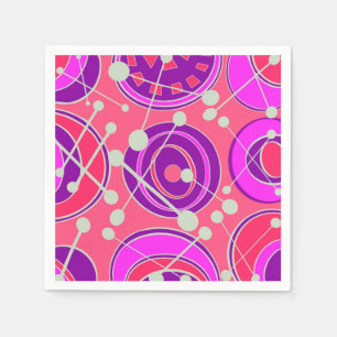 Abstract, pink & orange geoshape designs napkin