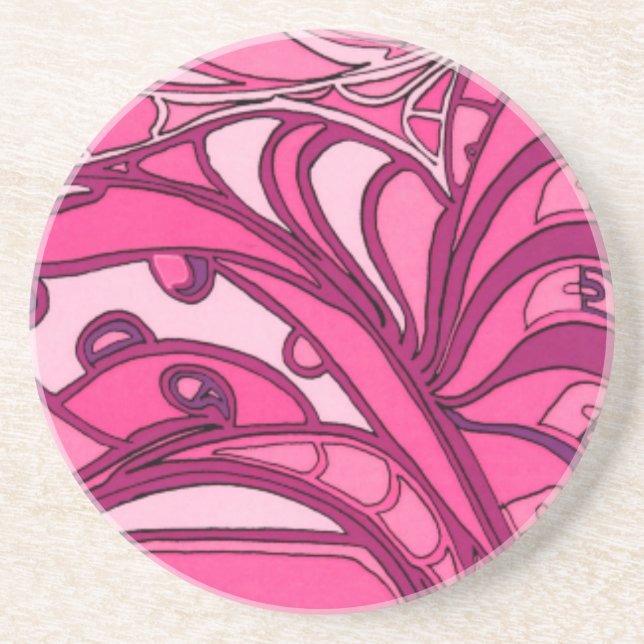 Abstract Pink Panel Painting Coaster (Front)