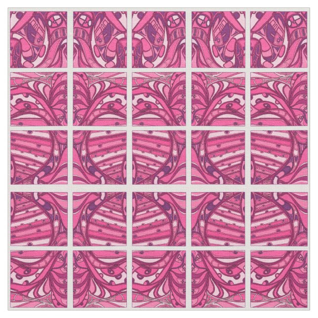 Abstract Pink Panel Painting Fabric (Close Up)