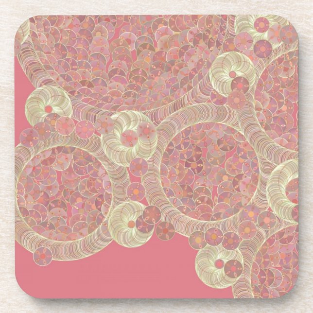 abstract pink pattern floral colour personalise ar coaster (Front)