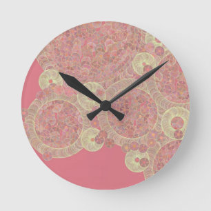 abstract pink pattern floral colour personalise ar round clock