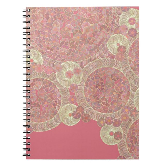 abstract pink pattern floral colour personalise ar spiral notebook (Front)