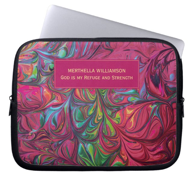 Abstract PINK Personalised Christian Scripture Laptop Sleeve (Front)