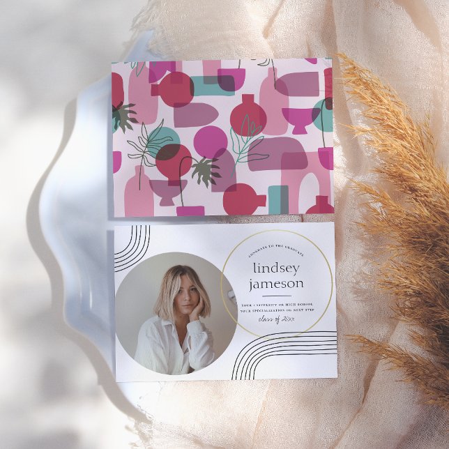 Abstract | Pink Photo Graduation Announcement (Creator Uploaded)
