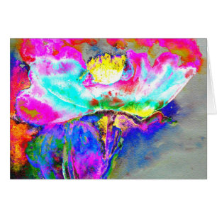 Abstract Pink Poppy, watercolor floral painting