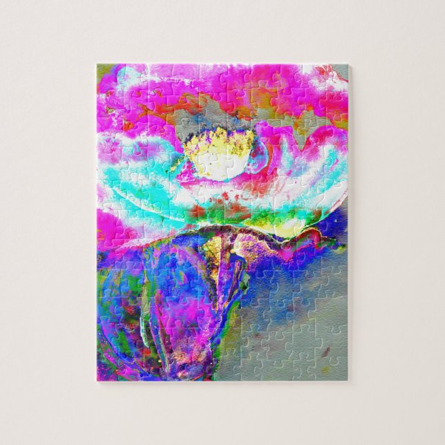 Abstract Pink  Poppy, watercolor floral painting Jigsaw Puzzle (Vertical)