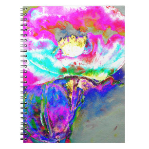 Abstract Pink  Poppy, watercolor floral painting Notebook