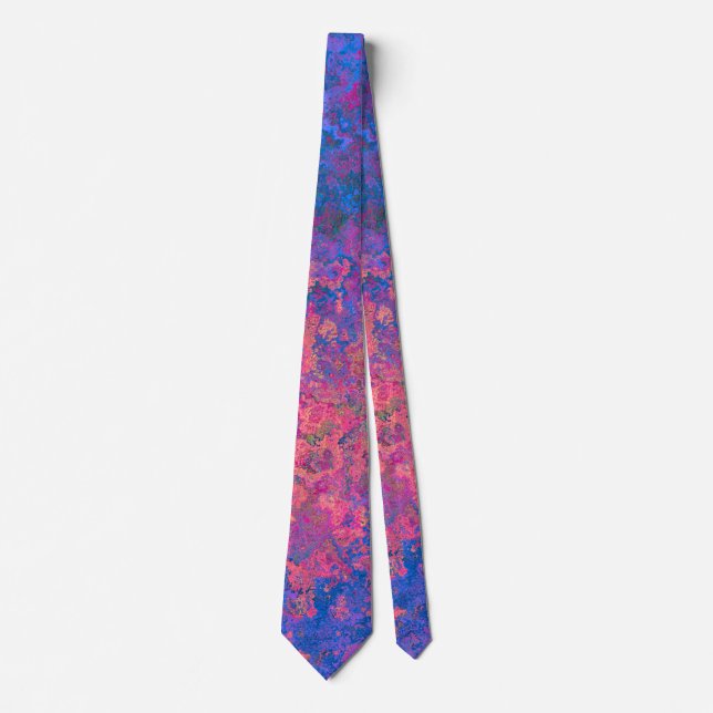 Abstract, Pink, Purple & Blue, Alcohol Ink Tie (Front)