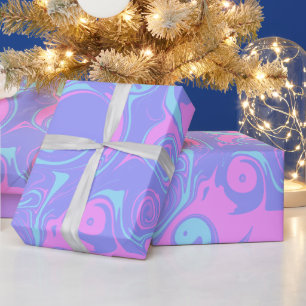 Abstract pink purple blue swirls wrapping paper