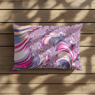 Abstract Pink Purple Fractal Swirl Lumbar Cushion