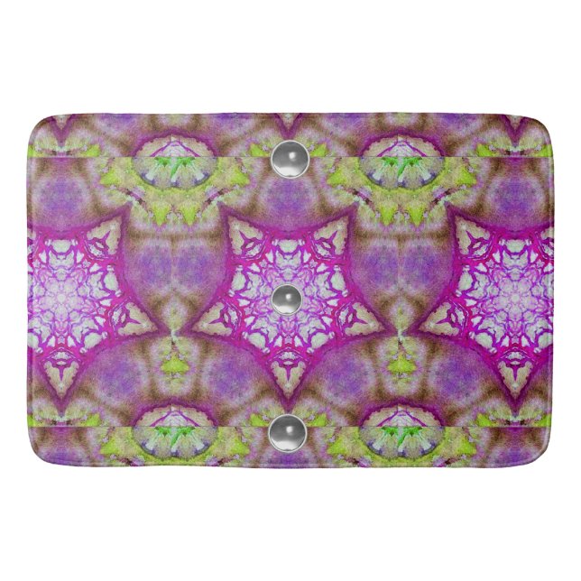 ABSTRACT PINK PURPLE GREEN STARS WITH GEMSTONES BATH MAT (Front)