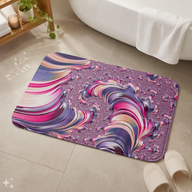 Abstract Pink Purple Spiral Fractal Bath Mat (Creator Uploaded)
