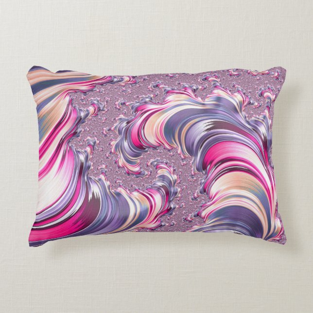 Abstract Pink Purple Spiral Fractal Decorative Cushion (Front)