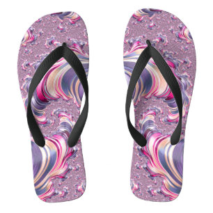 Abstract Pink Purple Spiral Fractal Jandals
