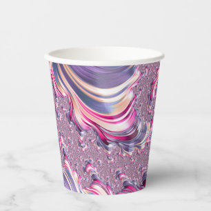 Abstract Pink Purple Spiral Fractal Paper Cups