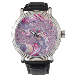 Abstract Pink Purple Spiral Fractal Watch