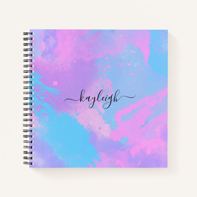 Abstract Pink Purple Turquoise Notebook (Front)