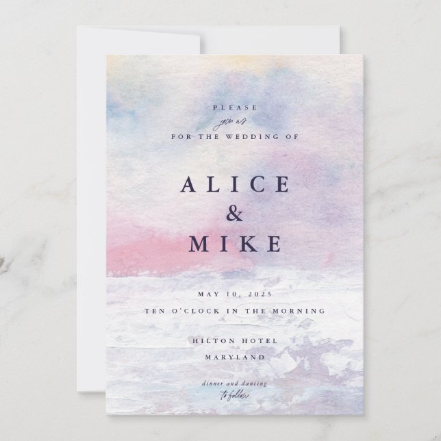 Abstract Pink & Purple Watercolor Background Invit Invitation (Front)
