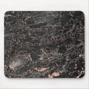 Abstract Pink Rose Gold Blush Gold Black  Marble Mouse Pad