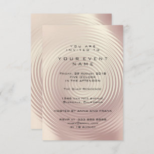 Abstract Pink Rose Metallic Rose Circle Formal Invitation