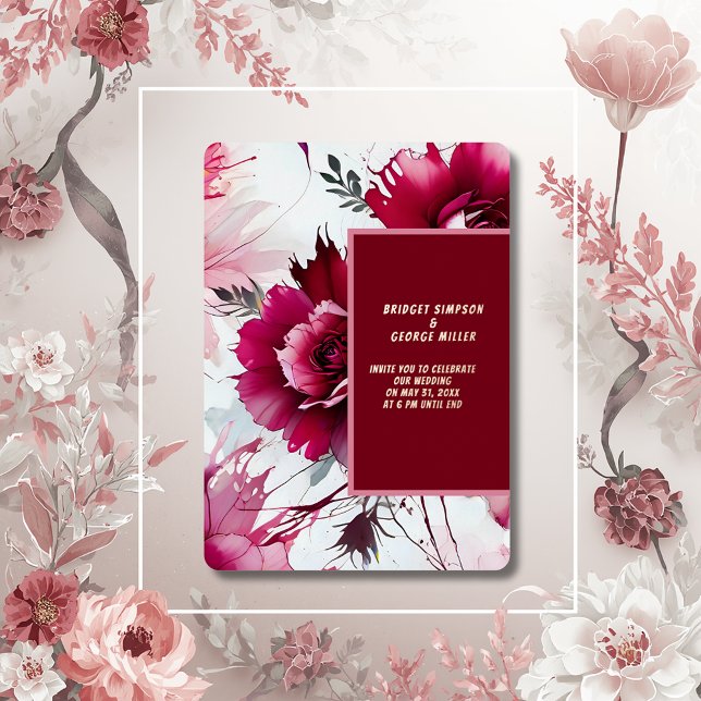 abstract pink rose petal wedding foil invitation (Creator Uploaded)
