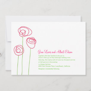 Abstract Pink Roses Wedding Invitation