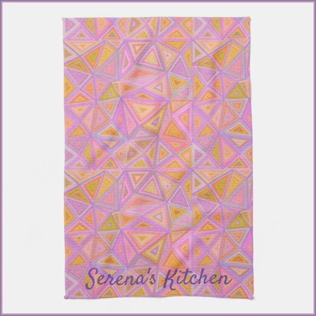 Abstract Pink Shapes Pattern Tea Towel (Creator Uploaded)